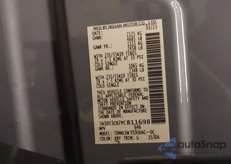 2023 Nissan Rogue Sl Intelligent Awd from USA, damaged, VIN 5N1BT3CB7PC811698